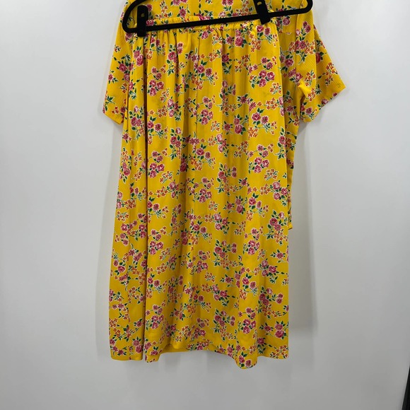 Vintage Bright Yellow Floral Pink Peony Skirt Blouse Button Boho Women's 10 - Picture 7 of 7